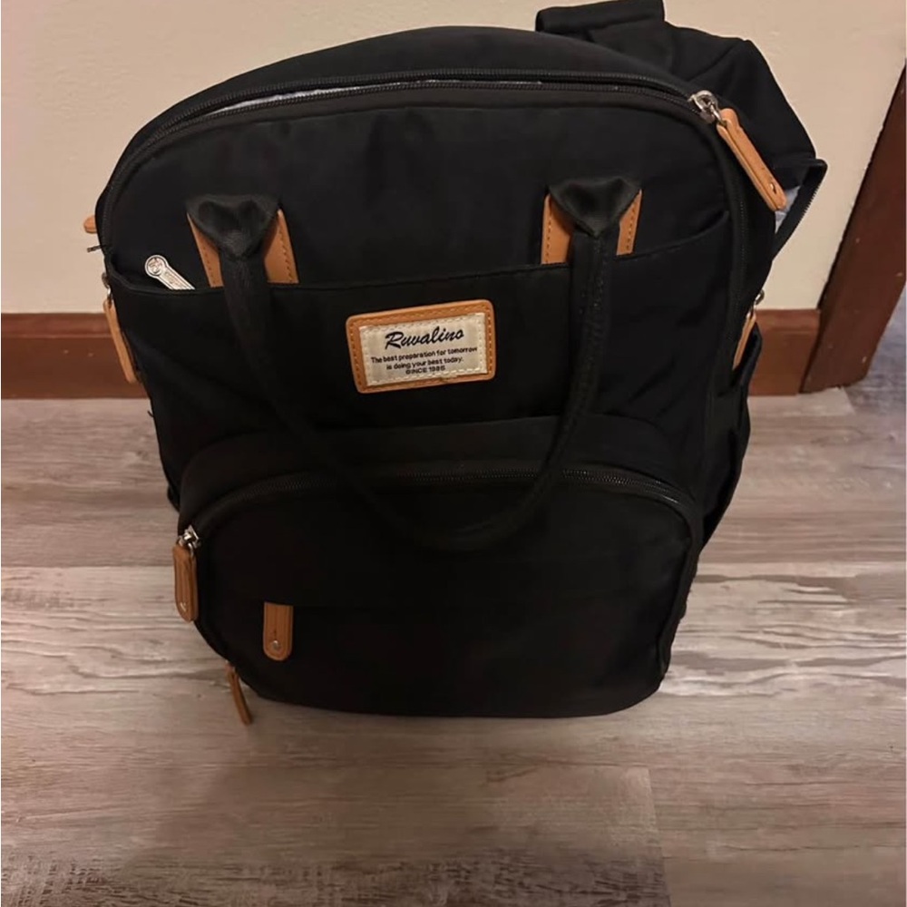 Amazon Black and Tan Bag with Leather Accents